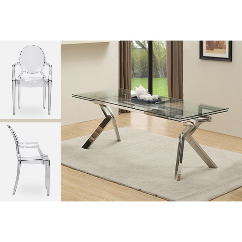 Ensemble Table de repas Design extensible CHROMATO et 4 chaises