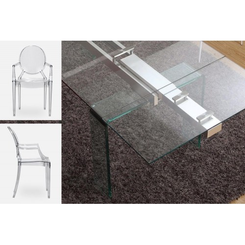 Ensemble Table de repas Design extensible BACCARAT et 4 chaises