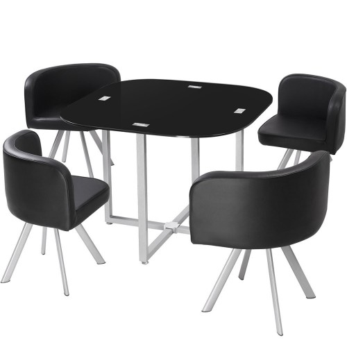 Ensemble Table et 4 chaises de repas Design MALAGA noir