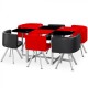 Ensemble Table de repas avec 6 chaises Design MADRID Noir & Rouge