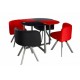 Ensemble Table de repas avec 4 chaises Design MALAGA Noir & Rouge