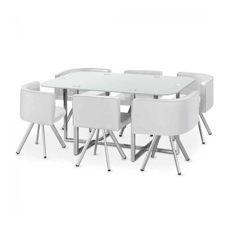 Ensemble Table de repas avec 4 chaises Design MADRID Noir & Blanc
