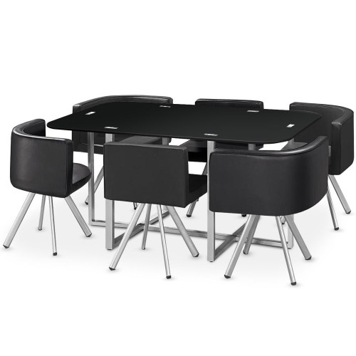 Ensemble Table de repas avec 4 chaises Design MADRID Noir