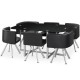 Ensemble Table de repas avec 4 chaises Design MADRID Noir & Blanc