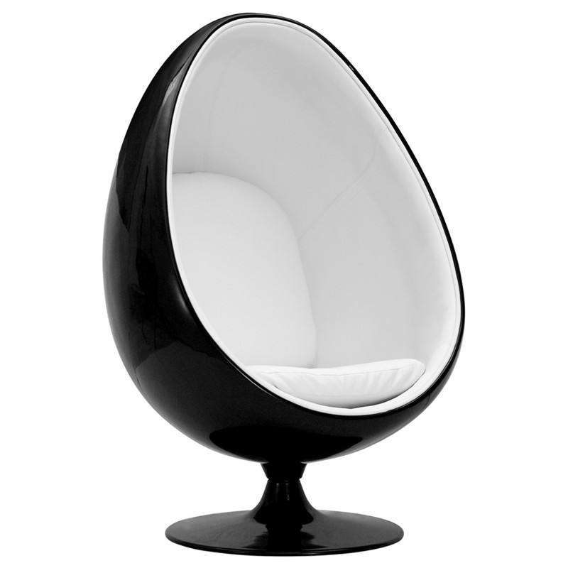 FAUTEUIL EGG OEUF NOIR & PU BLANC